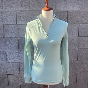 Sweaty Betty Mint Green Athletic Seamless Half Zip Long Sleeve Top